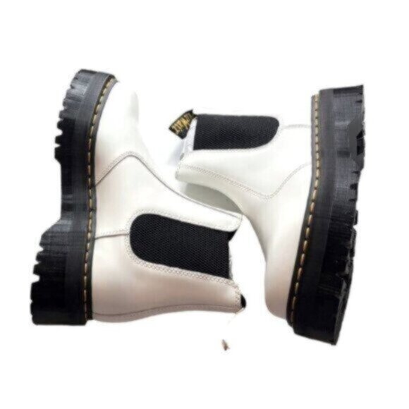 NEW Dr Martens Unisex White 2976 Quad Platform Chelsea Combat Boots 10 W /9 M - Picture 5 of 10